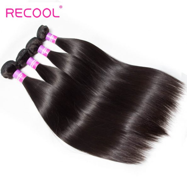 Recool Hair Indian Straight Hair 4 Bundles 100% Virgin Human Hair Weave Bundles 8A Premium Remy Hair