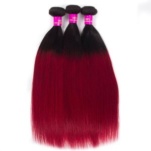 Ombre Color Hair 1B/Burgundy Straight Remy Human Hair