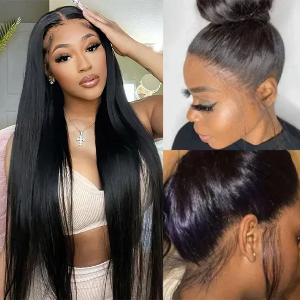 360 lace wig straight human hair