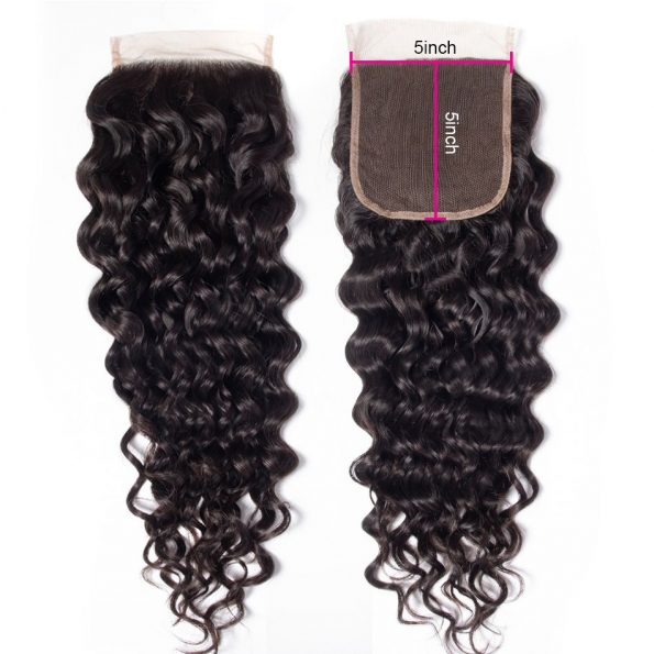 water wave human hair 5x5 lace closure