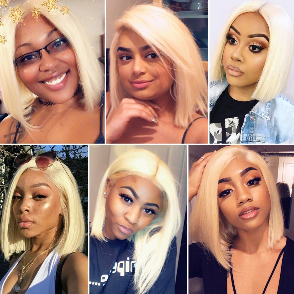 613 Blonde Brazilian Straight 13x6 Lace front Bob Wigs