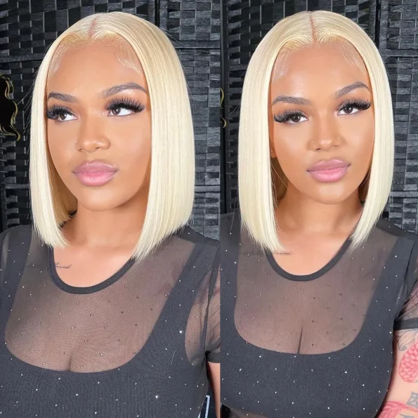 613 blonde human hair bob wig