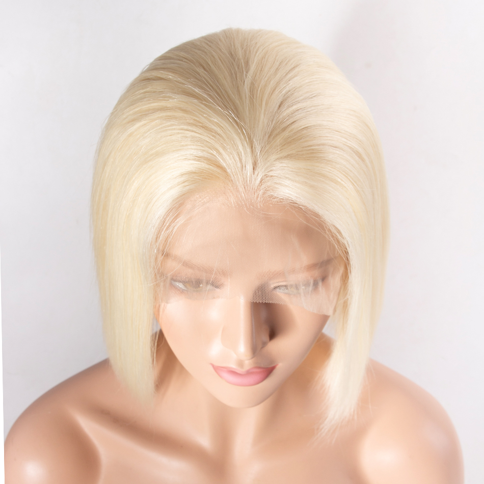 613 blonde straight hair bob lace front wig 7