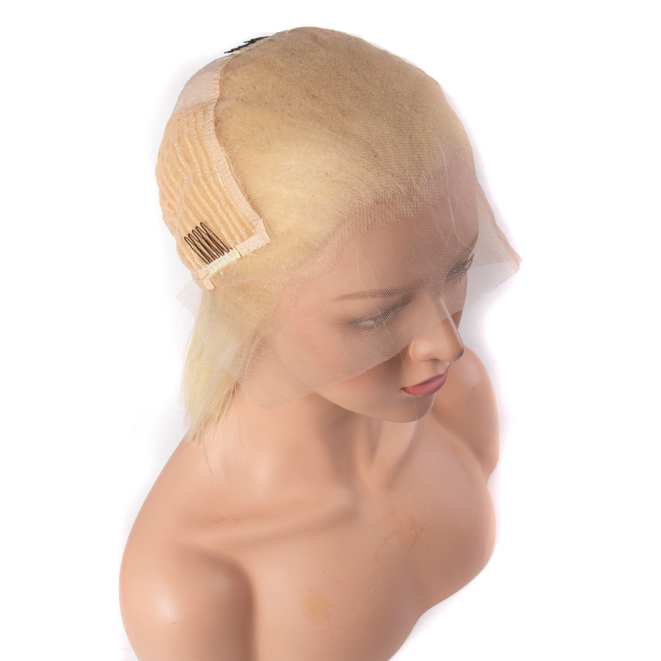 613 blonde straight hair bob lace front wig 7