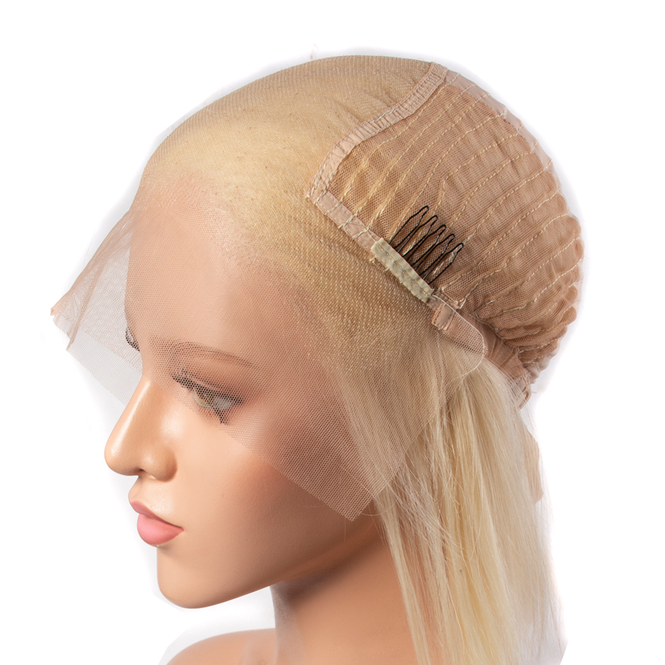 613 blonde straight hair bob lace front wig 7