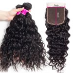 Brazilian Water Wave Hair 3 Bundles With 5x5 Lace Closure