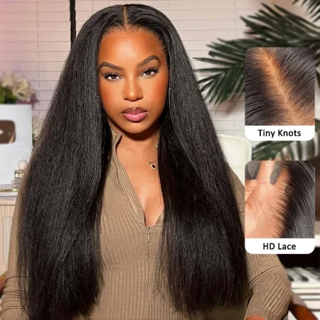 kinky straight human hair wig