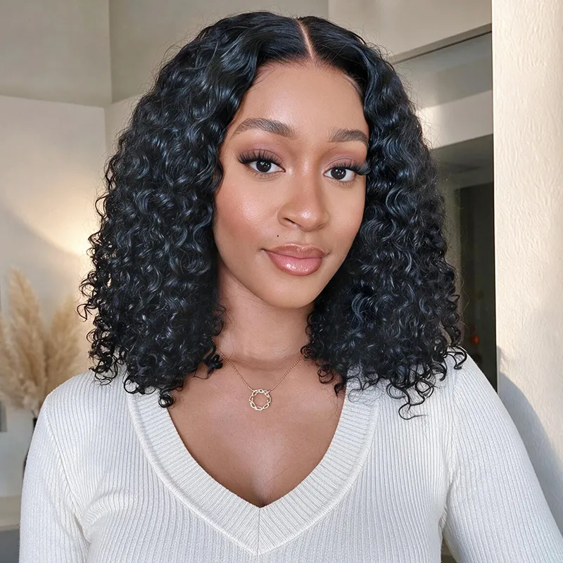 Glueless Water Wave Short Wig 6x5 Wear Go Glueless 13x4 HD Lace Front Wigs 180% Density