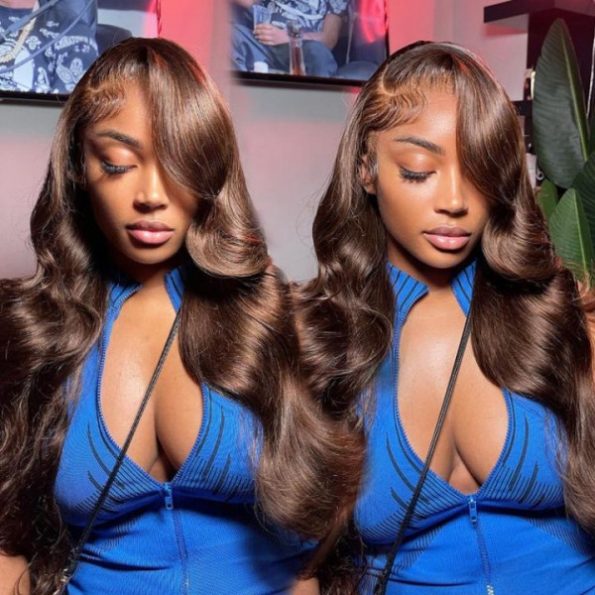 brown color body wave wig