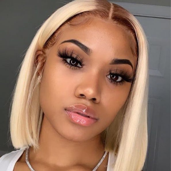 brown roots blonde bob wig ombre color