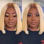 brown roots blonde bob wig ombre color