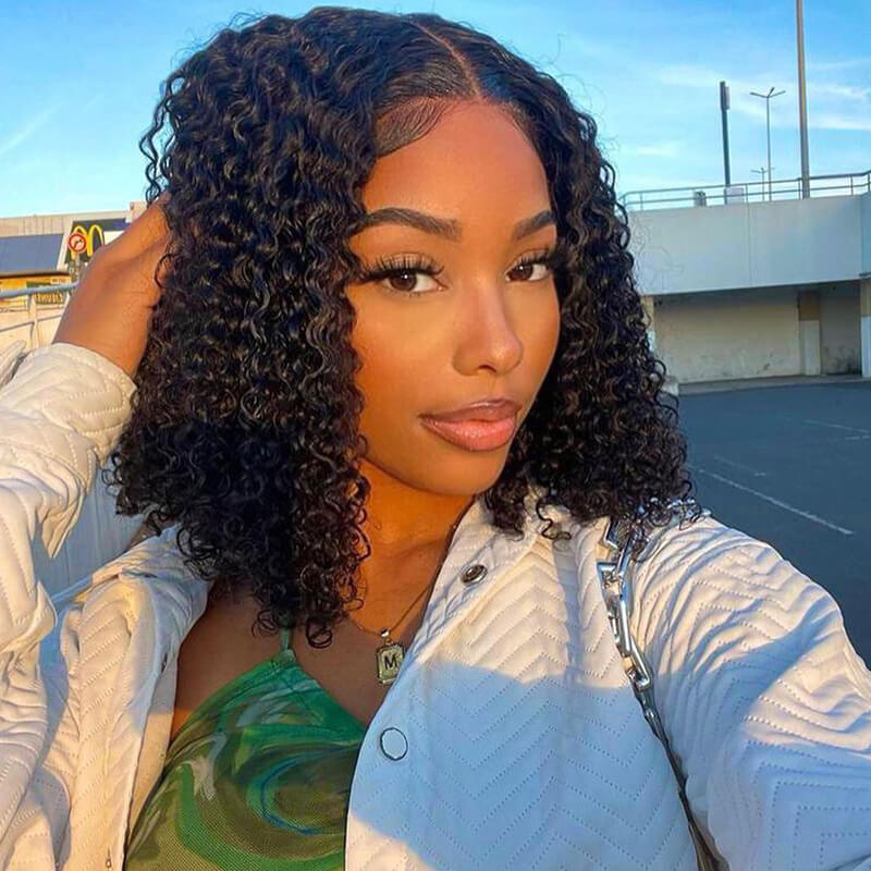 curly 4x4 lace closure bob wig