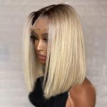 brown roots blonde bob wig ombre color