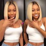 brown roots blonde bob wig ombre color