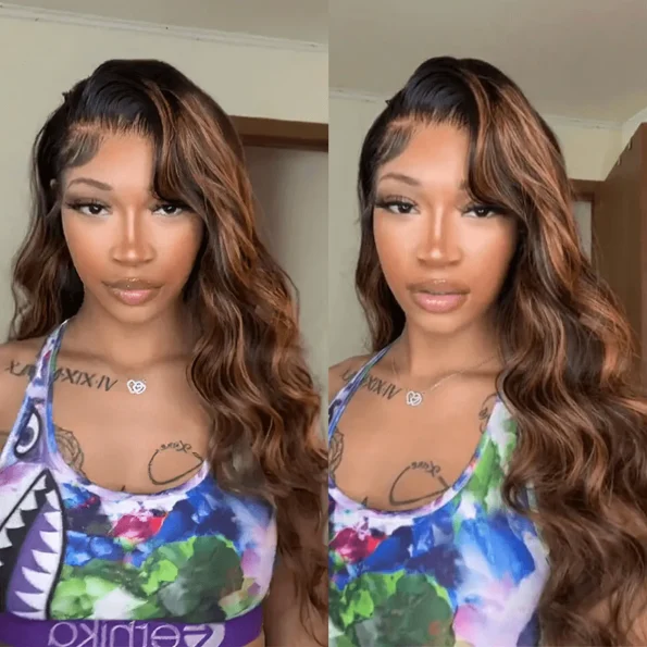 highlight color body wave wig