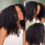 kinky curly human hair short wig 6
