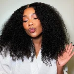 kinky curly human hair short wig 6