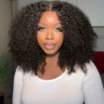 kinky curly human hair short wig 6