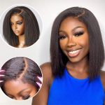 kinky straight human hair bob wig