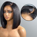 kinky straight human hair bob wig