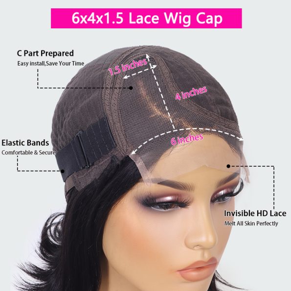 side part bob wig cap details