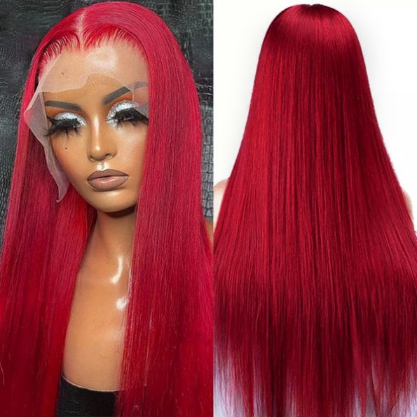 red straight hair wig