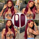 99j burgundy color human hair wig