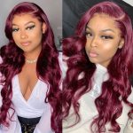 99j burgundy color human hair wig