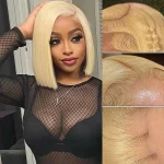 613 blonde human hair bob wig (1)