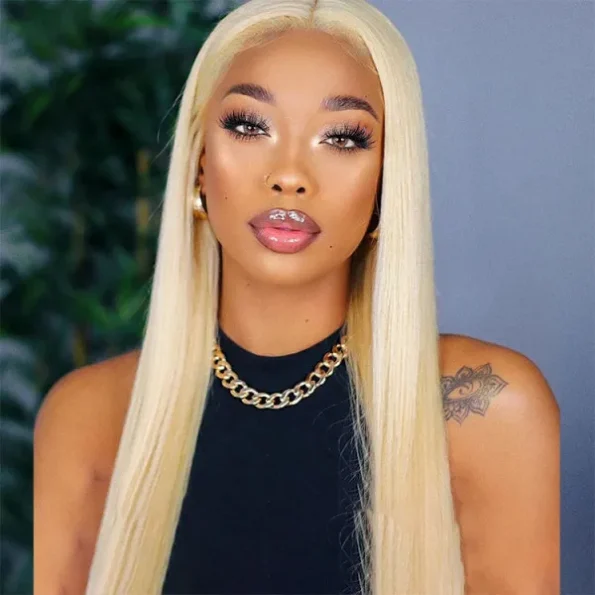 613 blonde straight glueless wig