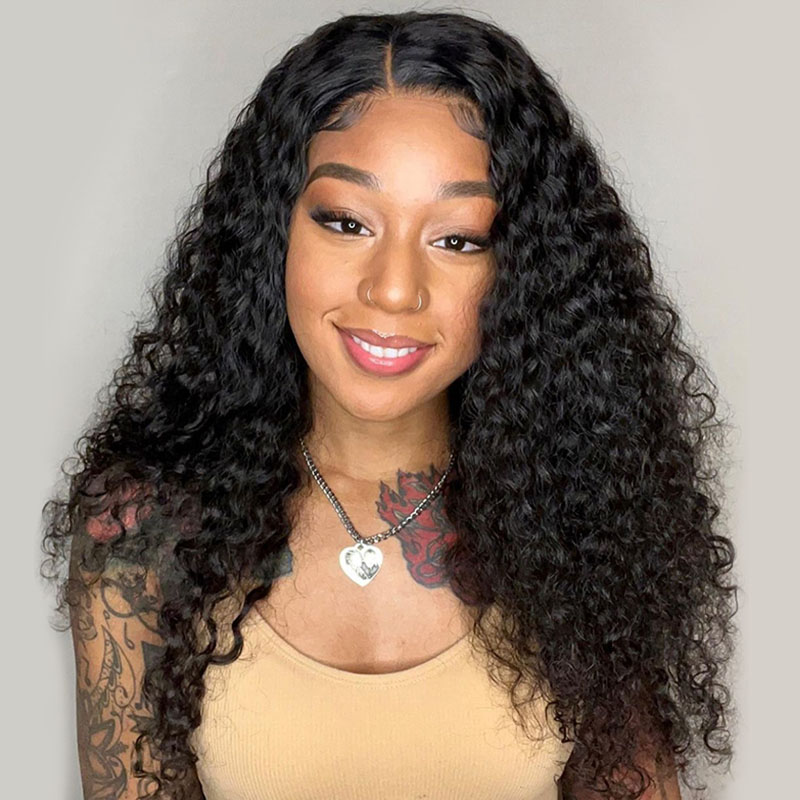 deep wave glueless wig human hair