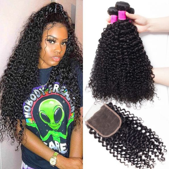 Brazilian curly 3 bundles with closure