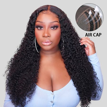 curly hair wear go glueless wig air cap