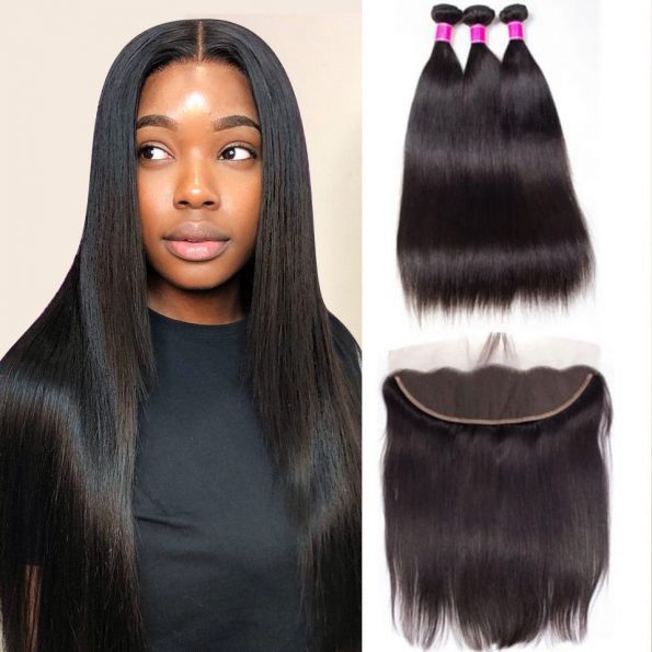 peruvian straight 3 bundles with frontal