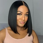 straight hair human hair bob wig 12