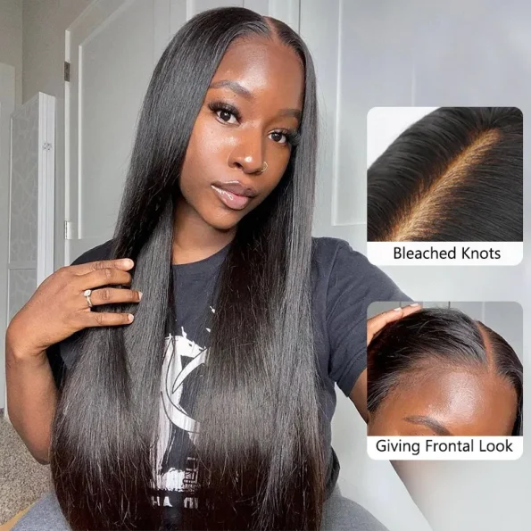 straight human hair glueless wig