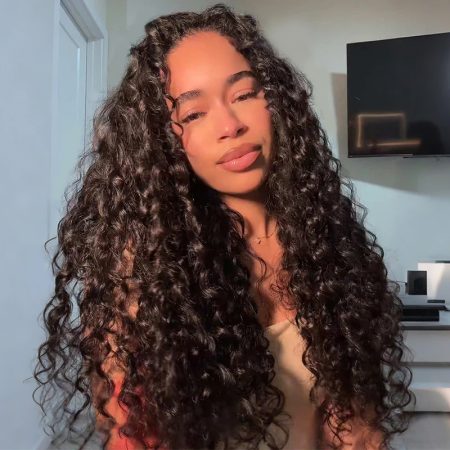 Beach Curl V Part Wigs Super Natural Wavy 100% Human Hair Glueless Install