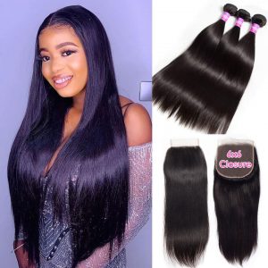 straight Hair bundles with 6x6 closure