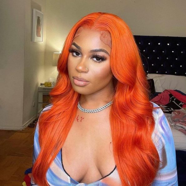 Oranger color body wave frontal wig