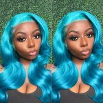 colorful body wave frotnal wig pink grey orange blue green color