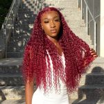 burgundy deep wave wig