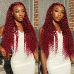 burgundy deep wave wig