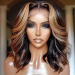 highlight body wave short human hair wig