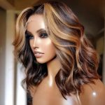 highlight body wave short human hair wig