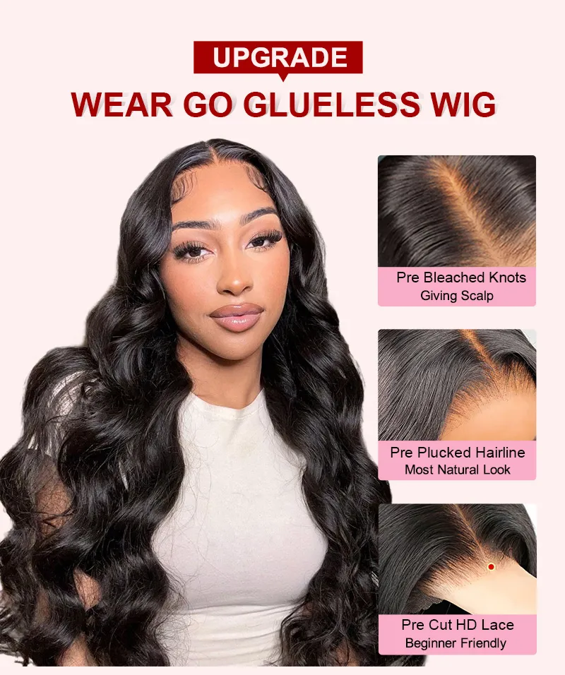 body wave human hair glueless wig