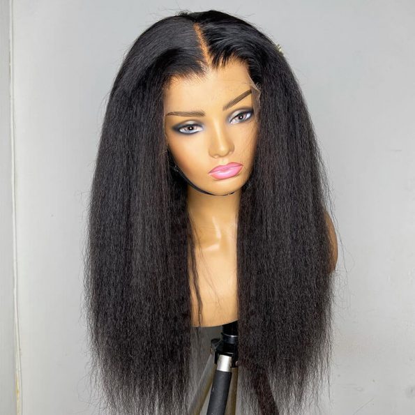 kinky straight human hair wig