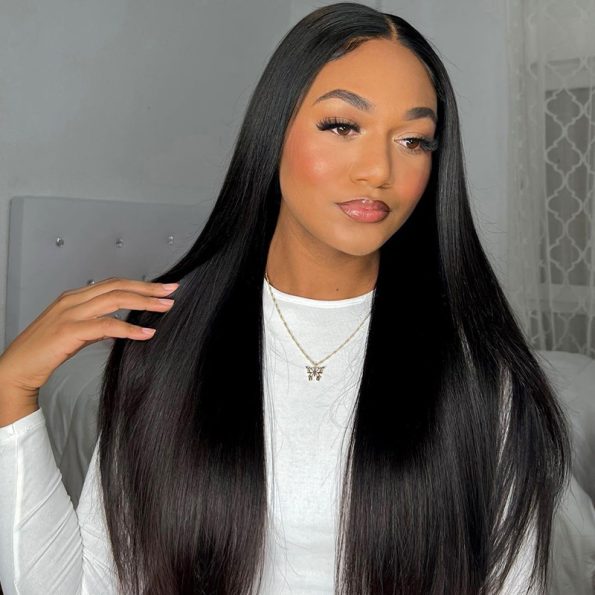 straight human hair glueless wig