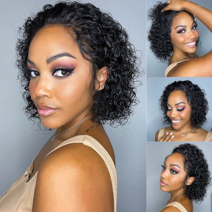 Slick Back Short water curly wig