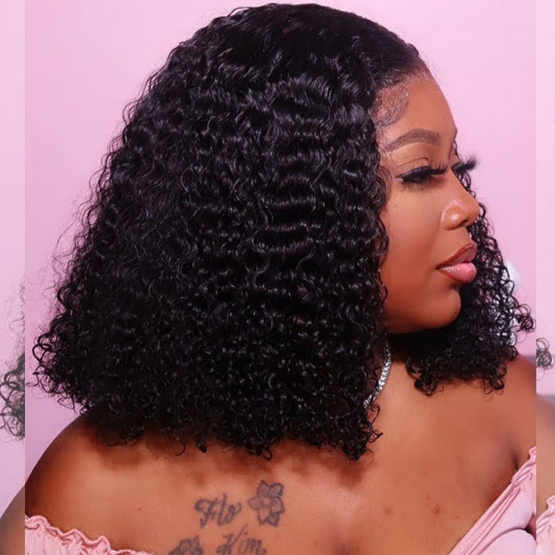 curly short glueless wig 5x5 lace