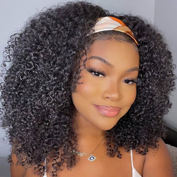 kinky curly headband wig